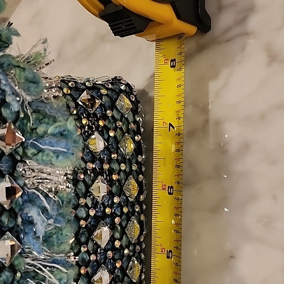 NWT Kurt Geiger London Elegant Blue/Teal Beaded Handbag - Picture 13 of 15